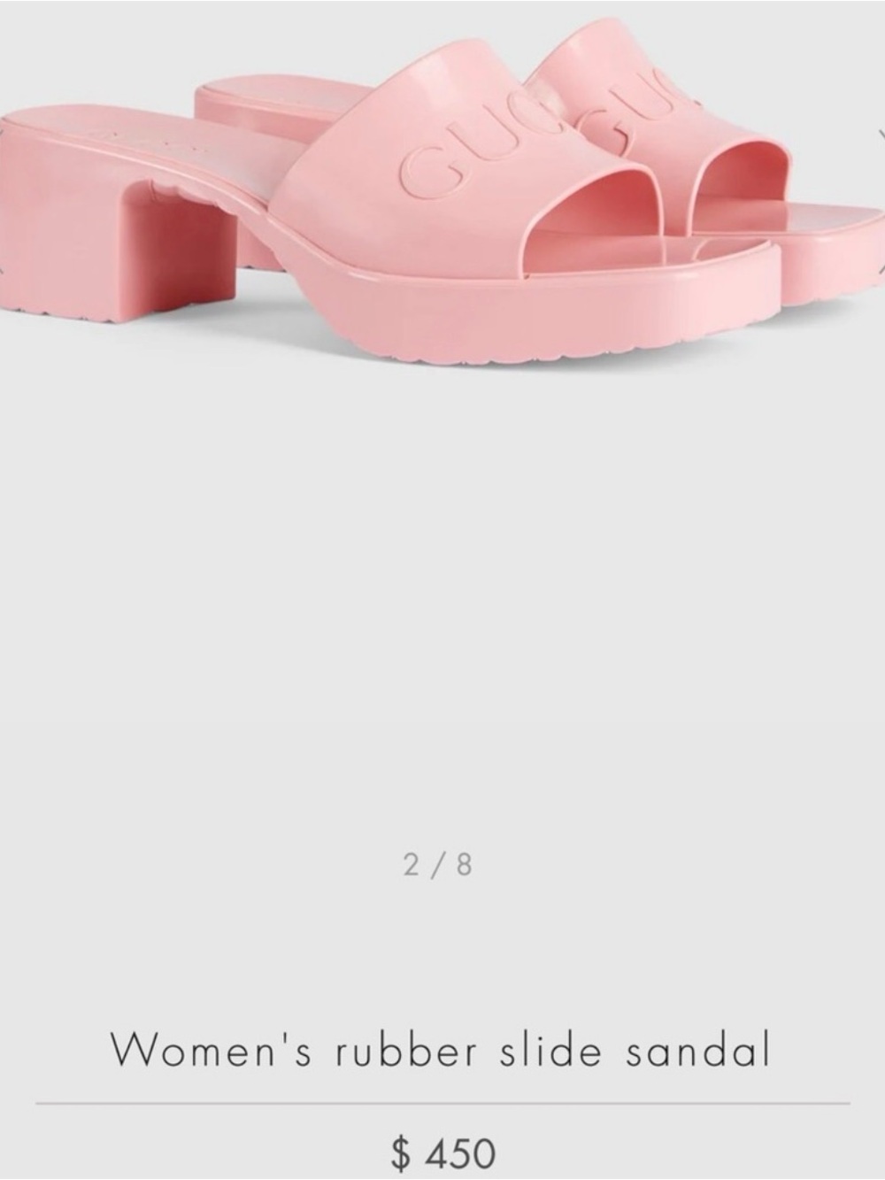 Gucci Pastel Pink Rubber Block Heel Slide Sandals